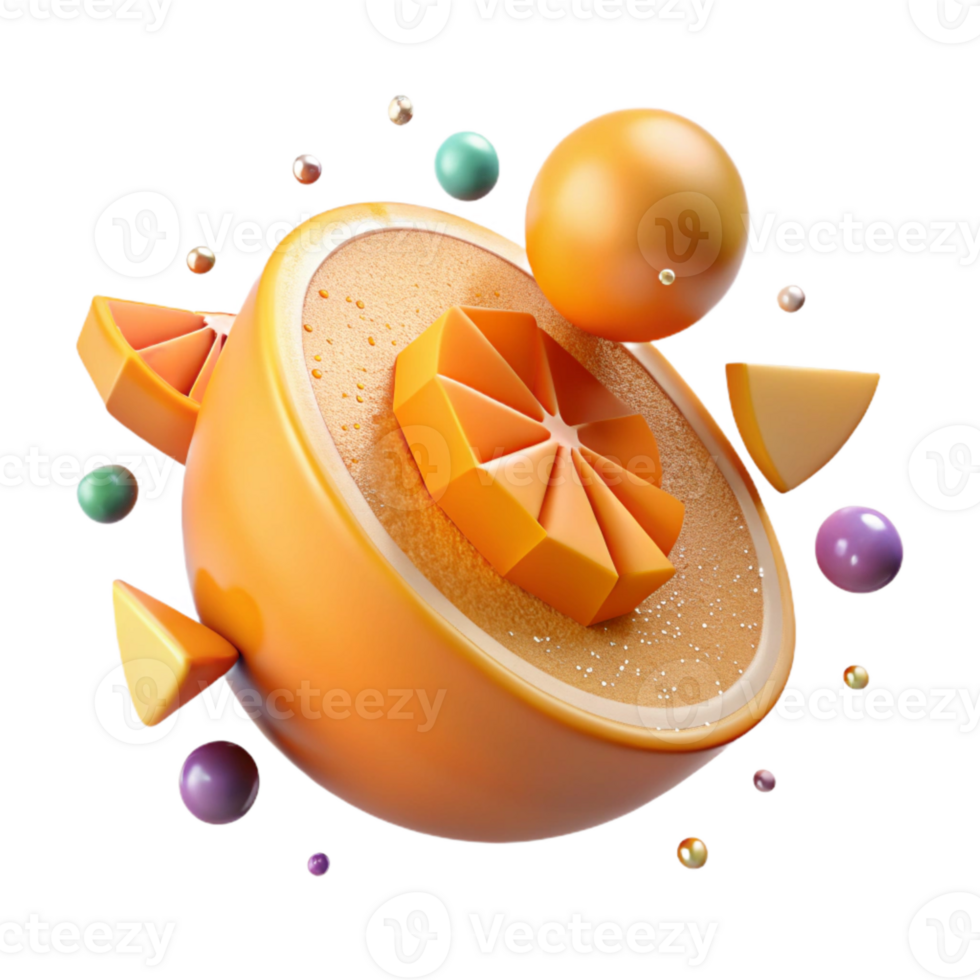 dramatic abstract Orange Slice Isolated on Transparent Background png