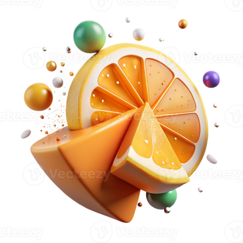 beautiful creative Orange Slice Wedge Cutout Isolated authentic png