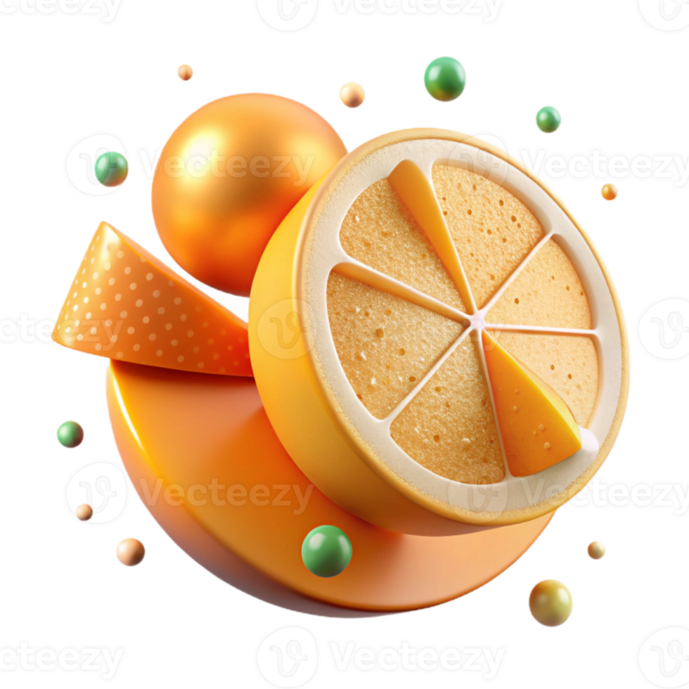 elegant abstract Orange Slice Isolated on Transparent Background exclusive png