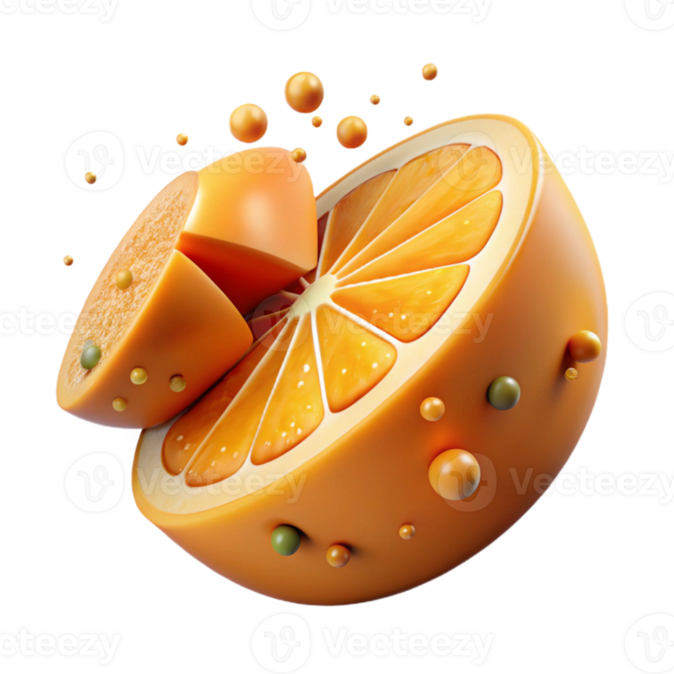 extraordinary abstract Orange Slice with Pulp Texture Isolated professional png
