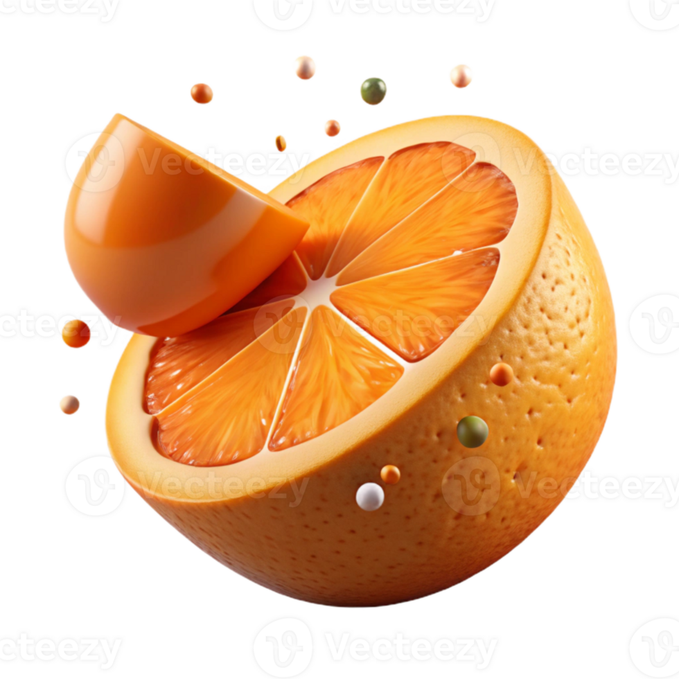 impressive artistic Orange Slice with Pulp Texture Isolated premium png