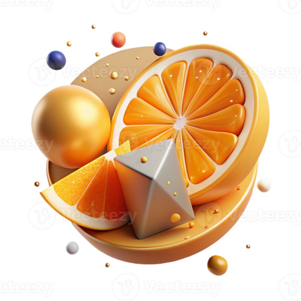 serene creative Orange Slice with Pulp Texture Isolated detailed png
