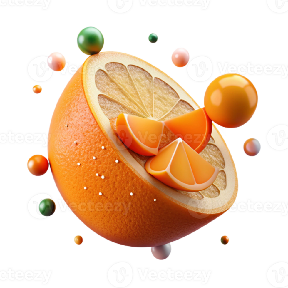 serene abstract Orange Slice with Pulp Texture Isolated genuine png