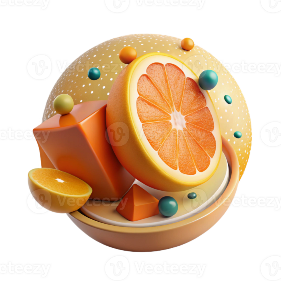 serene artistic Orange Slice with Pulp Texture Isolated exclusive png