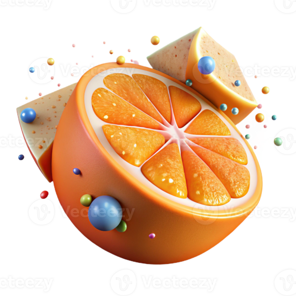 vibrant classic Orange Slice with Pulp Texture Isolated png