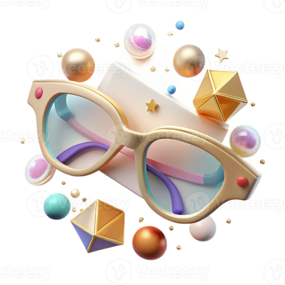impressive artistic Pair of Eyeglasses Top View Transparent Background high quality png