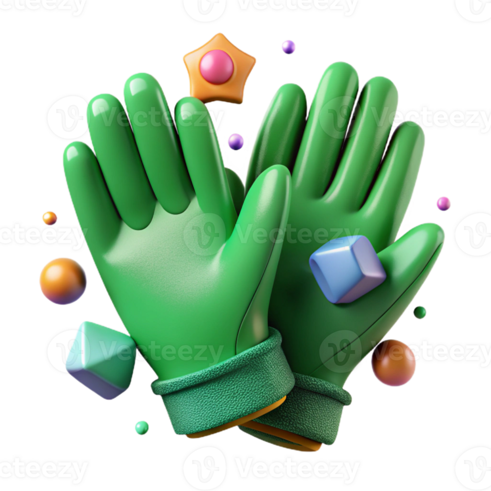 extraordinary minimalist Pair of Gardening Gloves Green Isolated on Transparent Background premium png