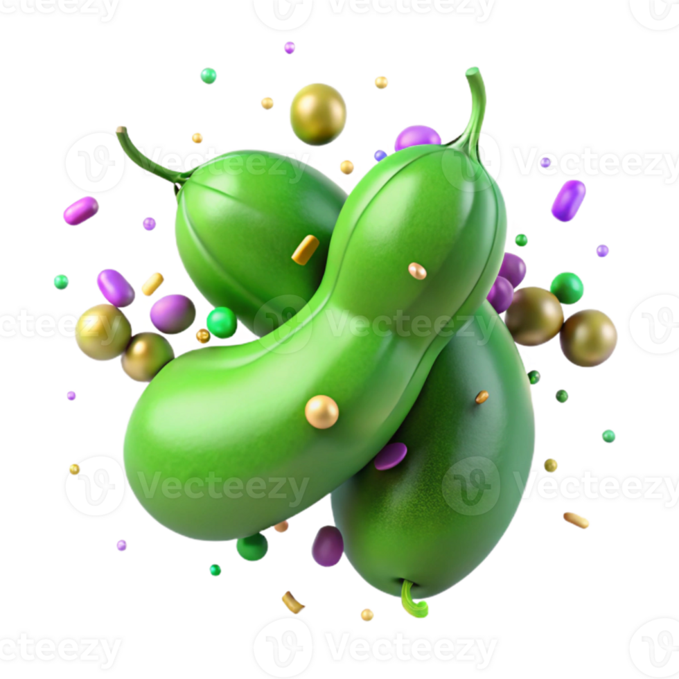 vibrant classic Pair of Green Beans Cutout on Transparent Background detailed png