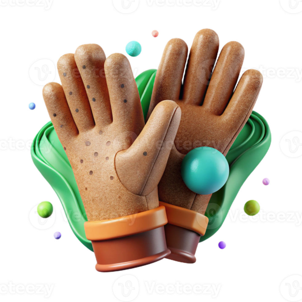 vibrant rustic Pair of Gardening Gloves Green Isolated on Transparent Background professional png