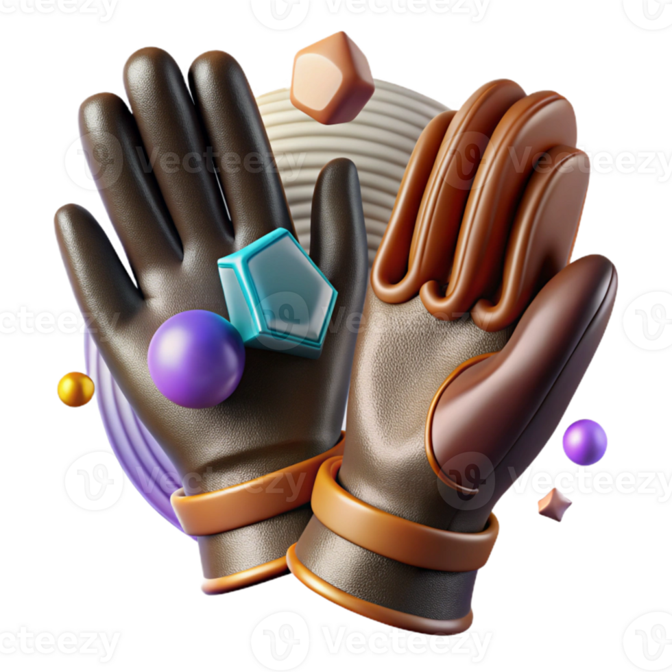 elegant traditional Pair of Gloves with Leather Texture Transparent Background exclusive png