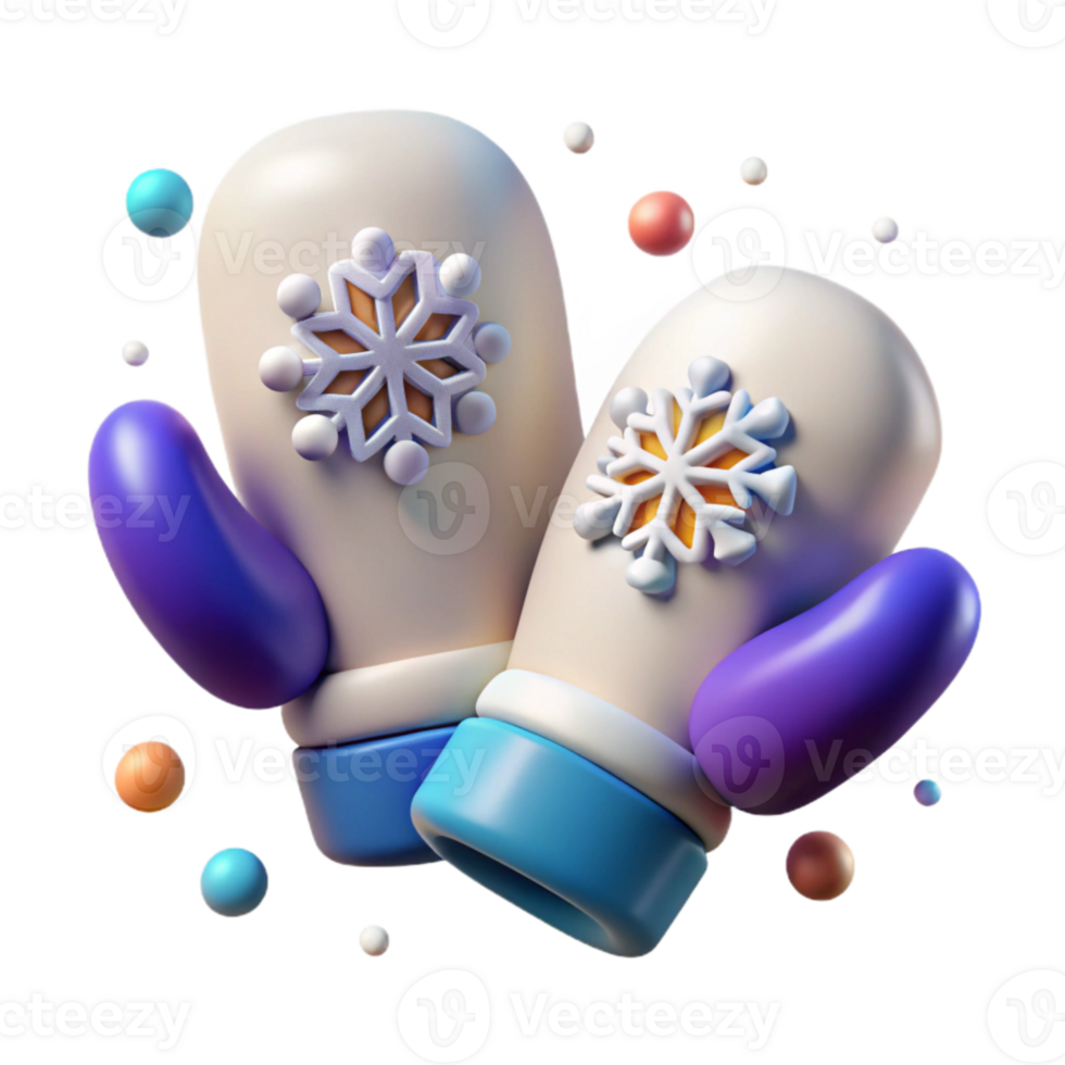 impressive creative Pair of Mittens with Snowflake Pattern Transparent Element original png