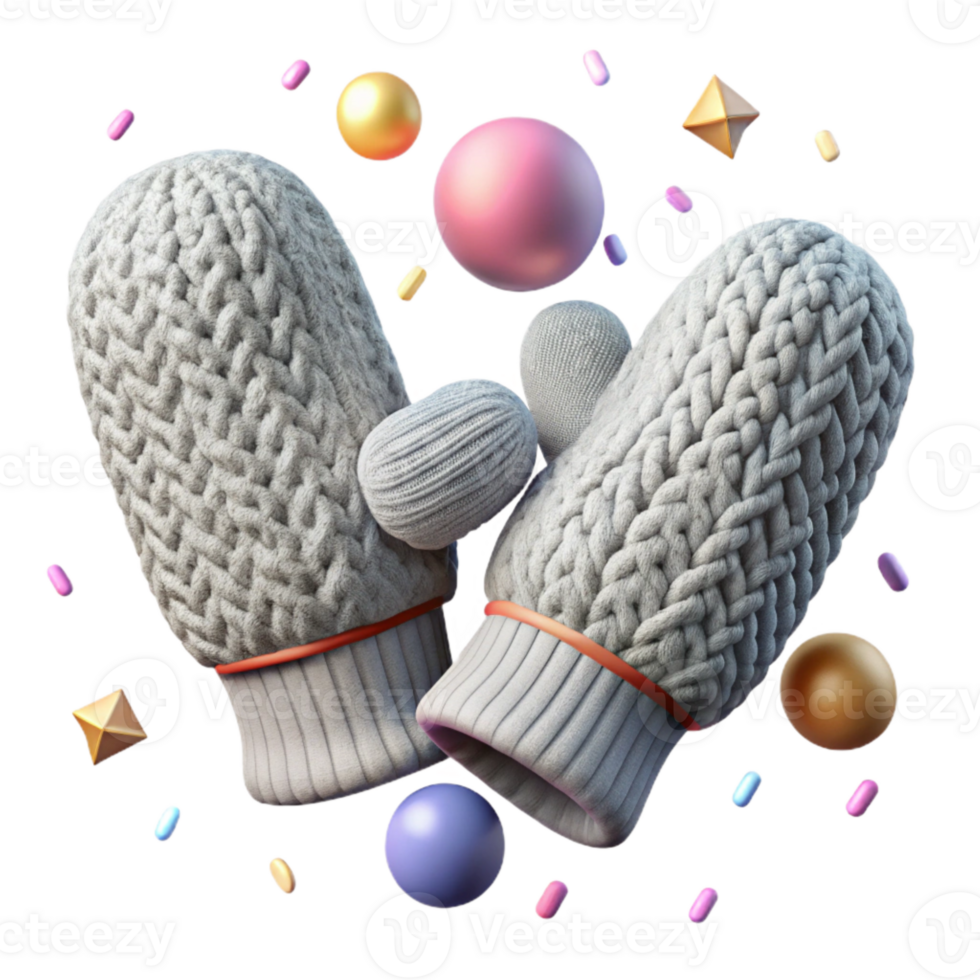 stunning minimalist Pair of Mittens with Knitted Texture Transparent Background png