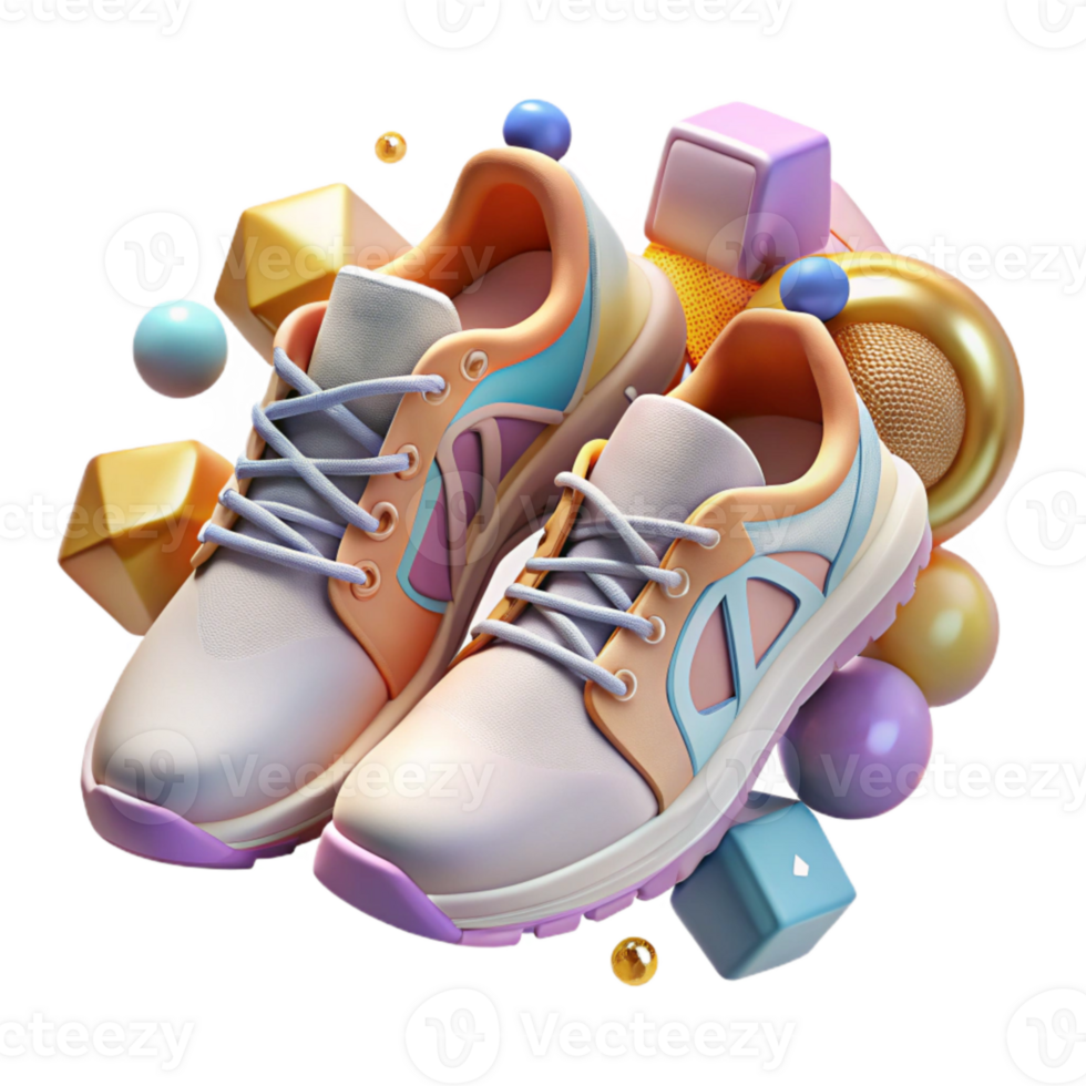 beautiful abstract Pair of Running Shoes Top View Transparent Element high quality png