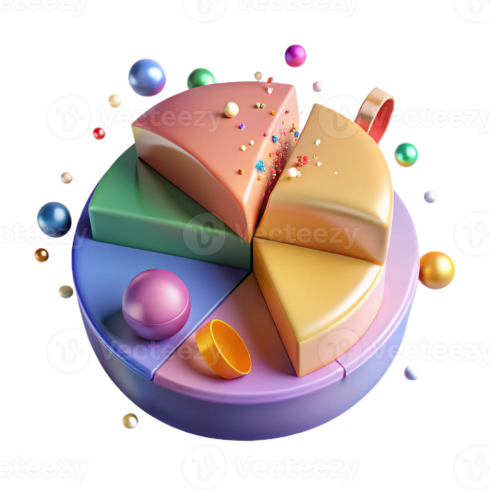 vibrant vintage Pie Chart Sliced Sections Colorful Transparent Background professional png