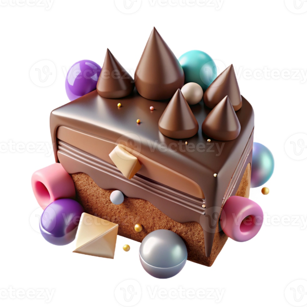 elegant abstract Piece of Cake with Chocolate Frosting Cutout exclusive png