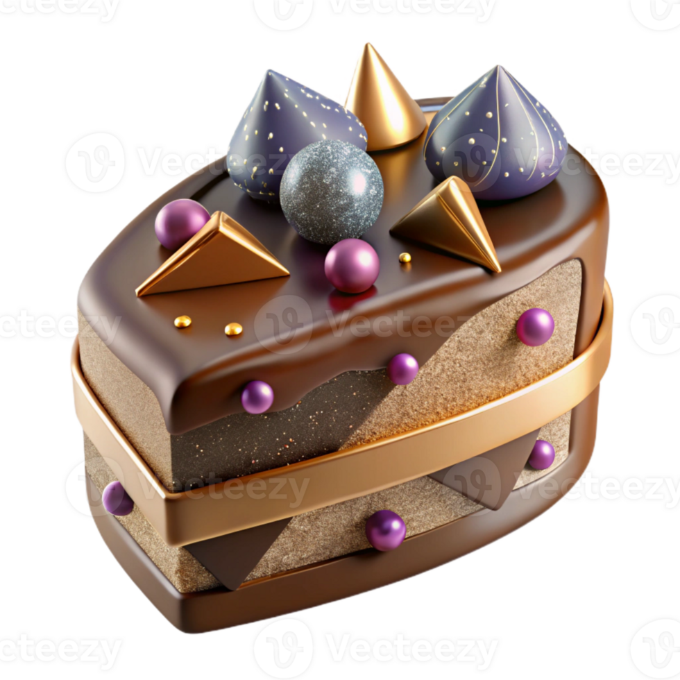 serene creative Piece of Cake with Chocolate Frosting Cutout authentic png