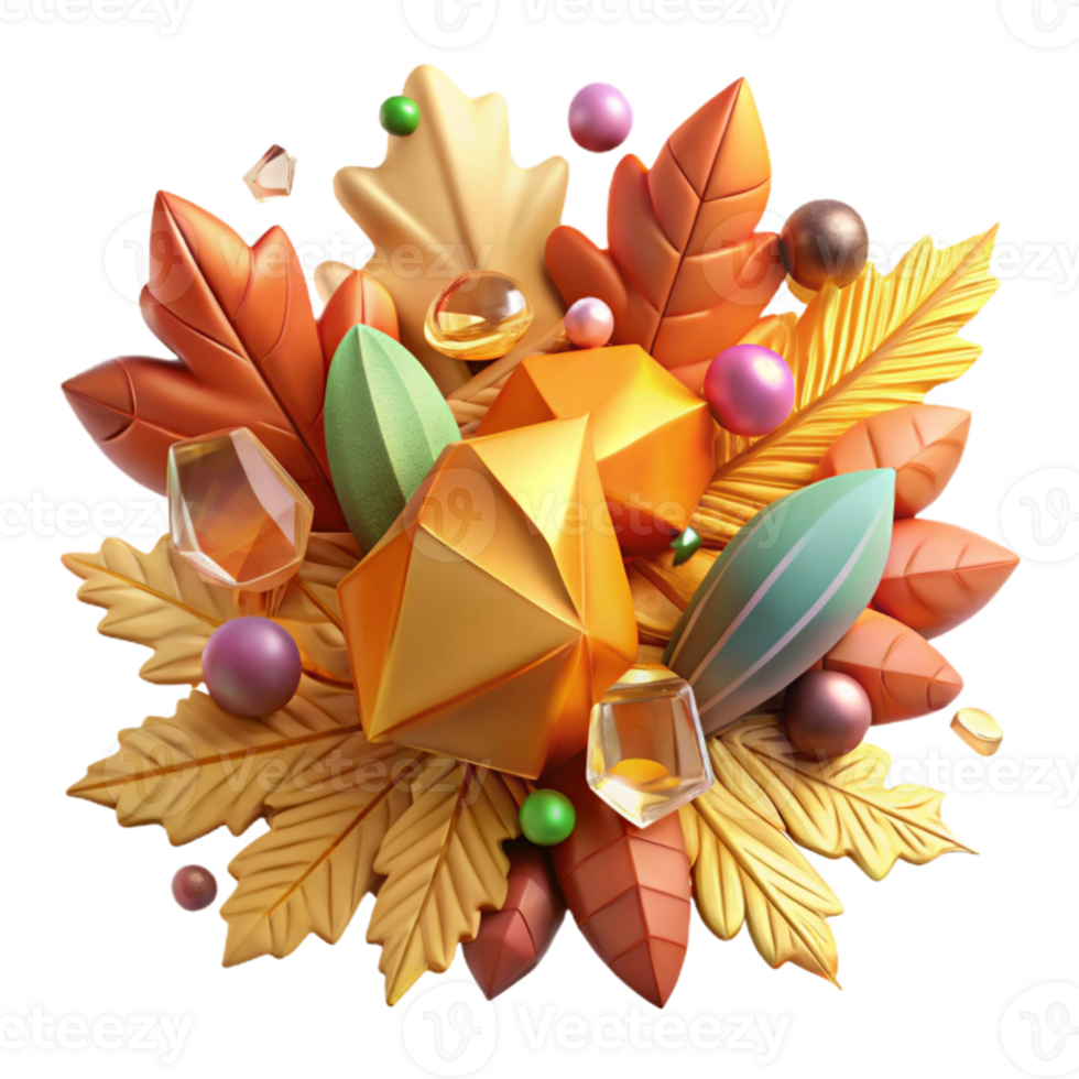 beautiful abstract Pile of Colorful Autumn Leaves Isolated png