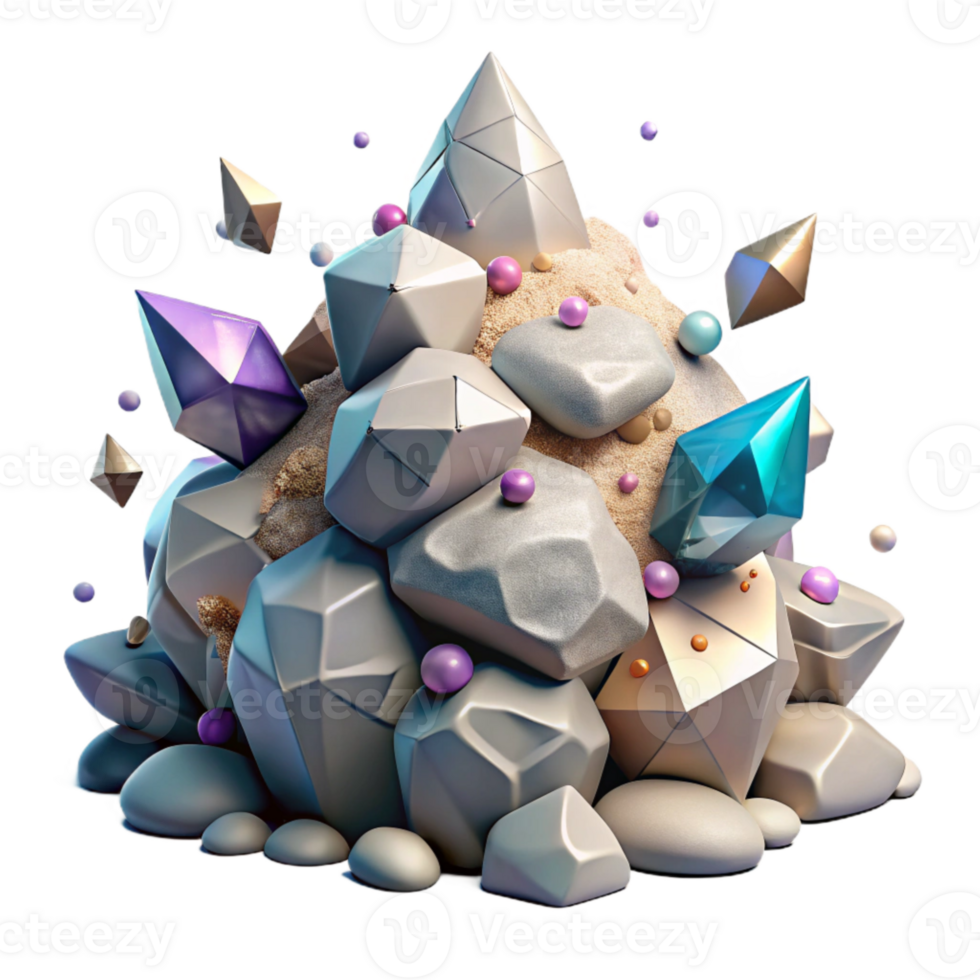 extraordinary creative Pile of Rocks Transparent Background with Rough Texture premium png