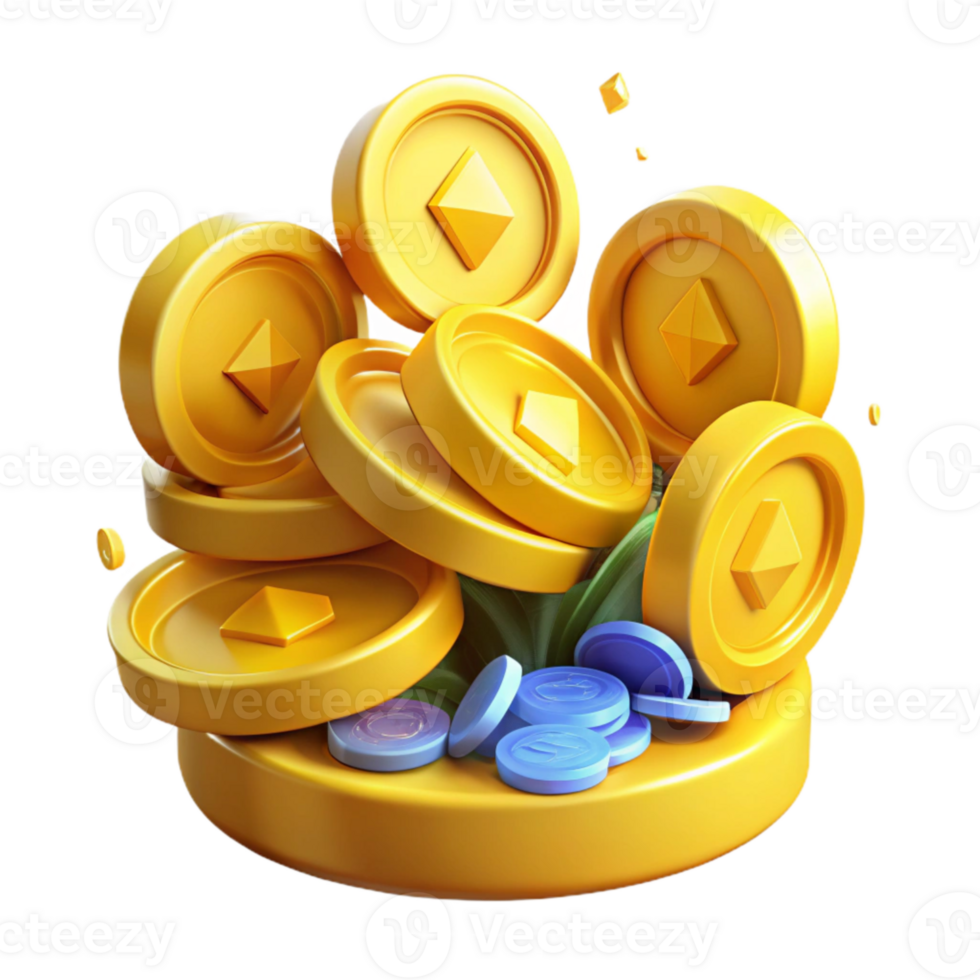 stunning modern Pile of Yellow Coins Cutout on Transparent Background authentic png
