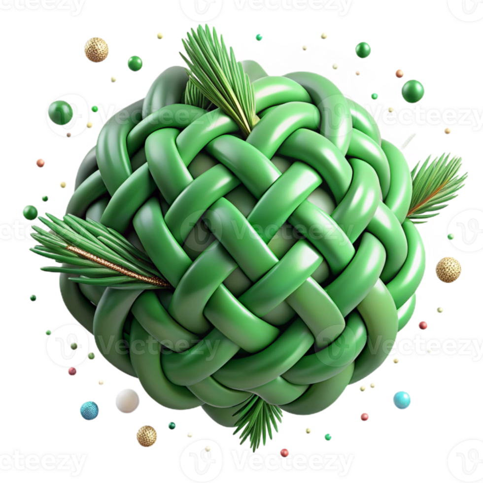 stunning abstract Pine Green Interwoven Branches Design Isolated Element genuine png