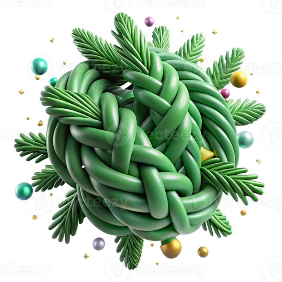 wonderful modern Pine Green Interwoven Branches Design Isolated Element high resolution png