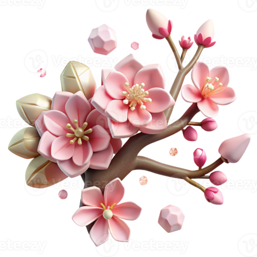 magnificent abstract Pink Cherry Blossom Branch Cutout Element professional png