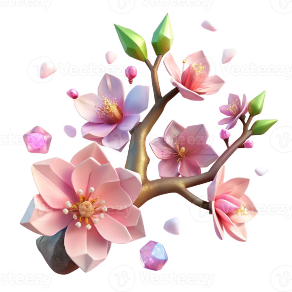 wonderful classic Pink Cherry Blossom Branch Cutout Element high quality png