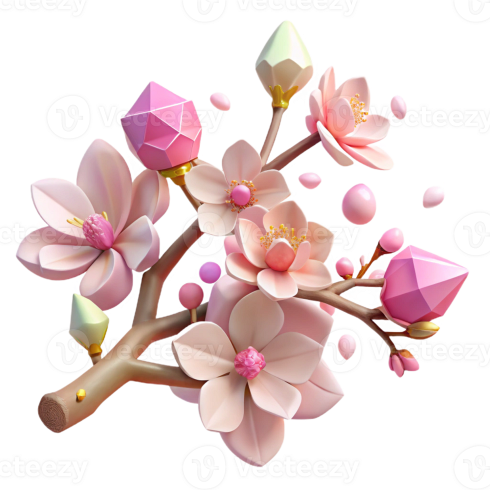magnificent abstract Pink Cherry Blossom Branch Cutout Element high resolution png