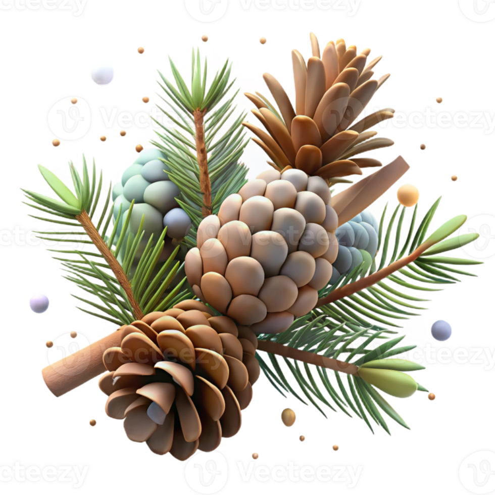 magnificent rustic Pine Tree Branch with Pine Cones Isolated professional png