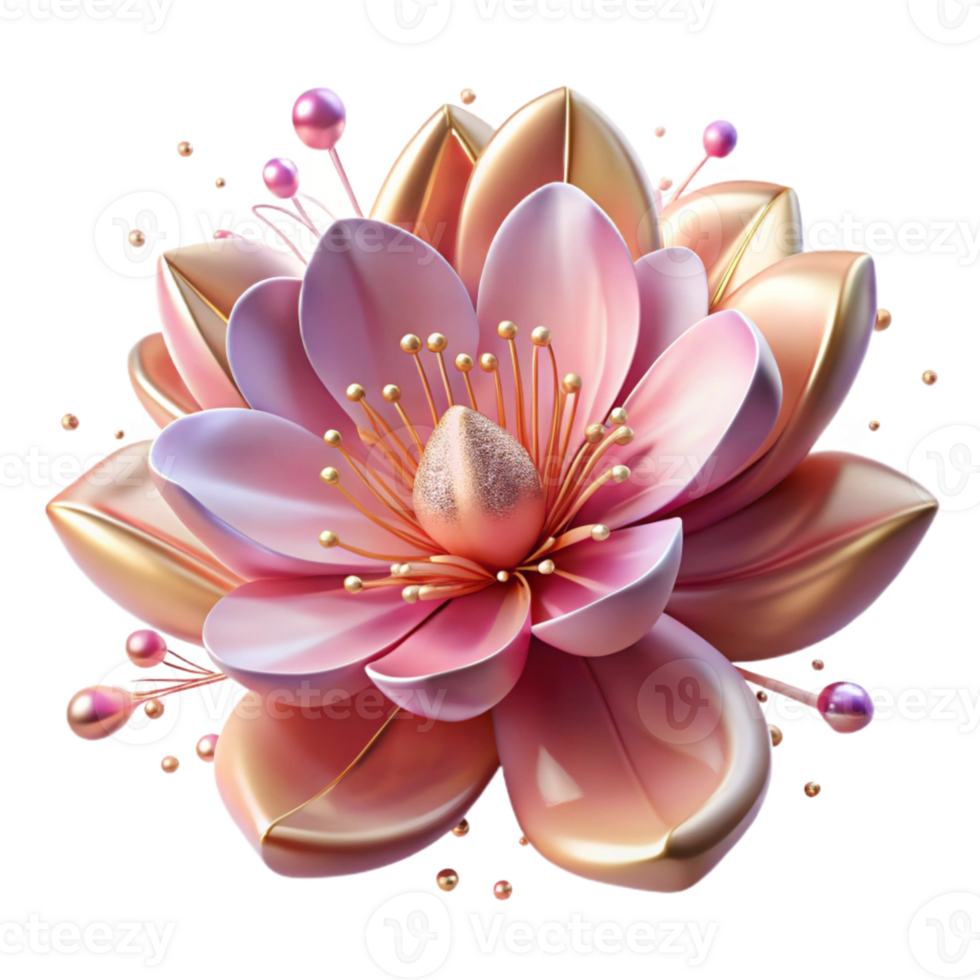 elegant contemporary Pink Flower Frontal View Transparent genuine png