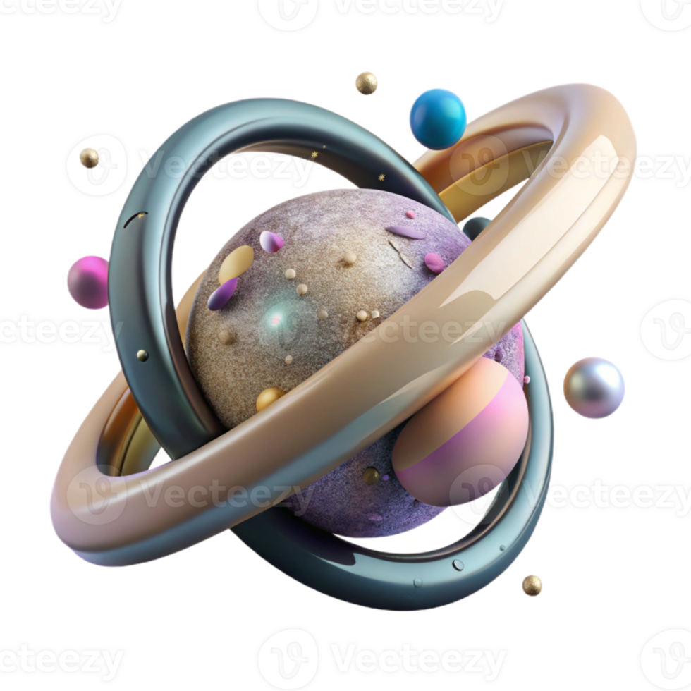 serene classic Planet Rings Close Up with Transparent Background premium png