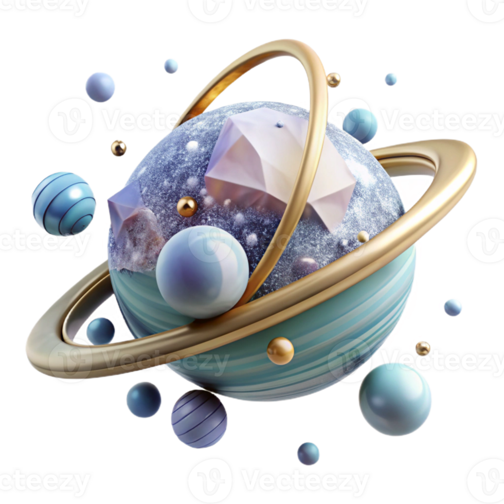 beautiful contemporary Planet Rings Transparent Background with Icy Particles original png