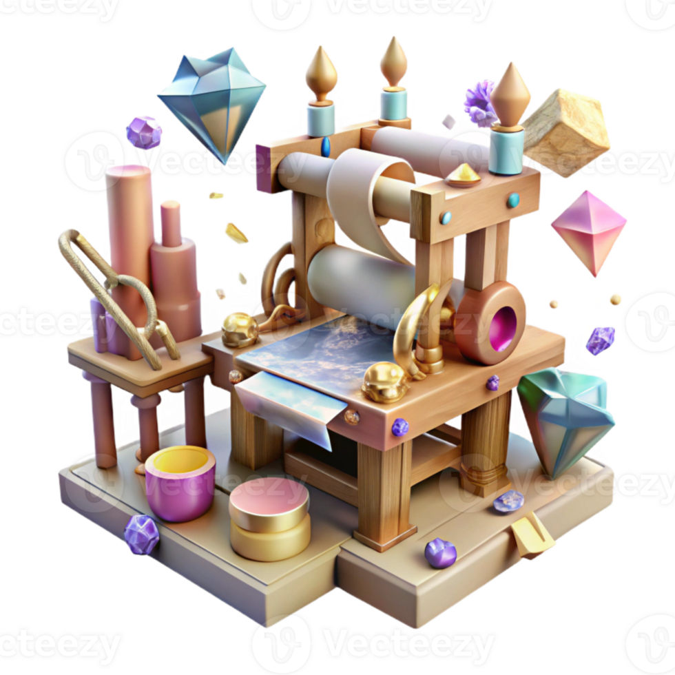 extraordinary artistic Printing Press Antique Design Transparent Element detailed png