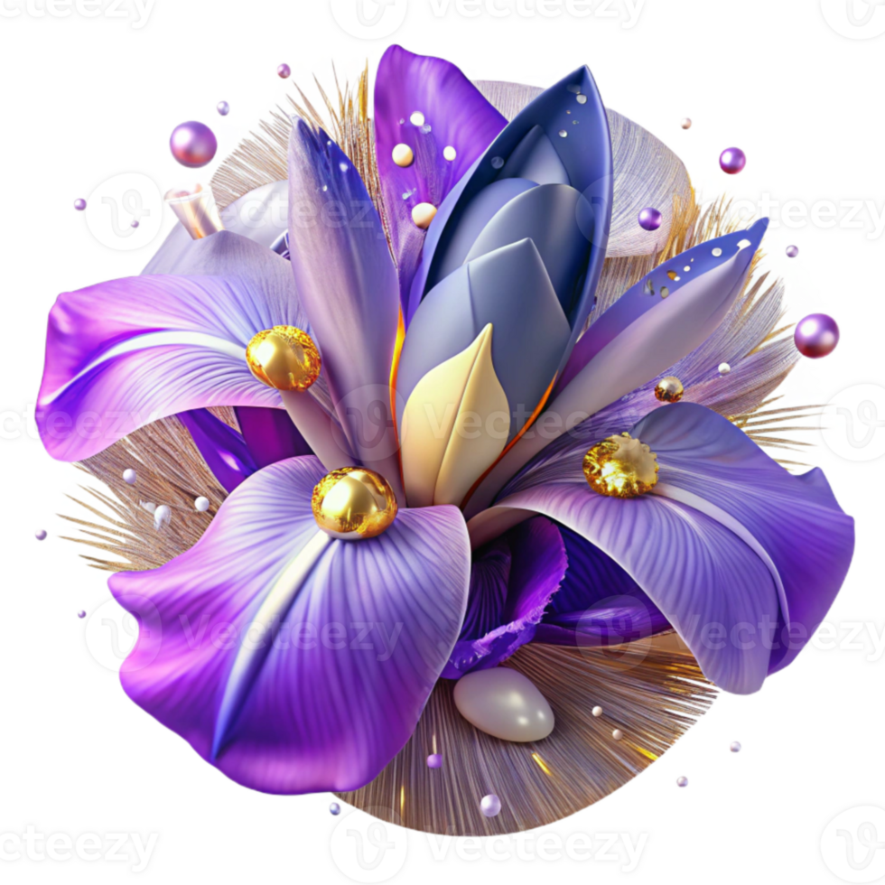 elegant traditional Purple Iris Flower Close Up Isolated genuine png