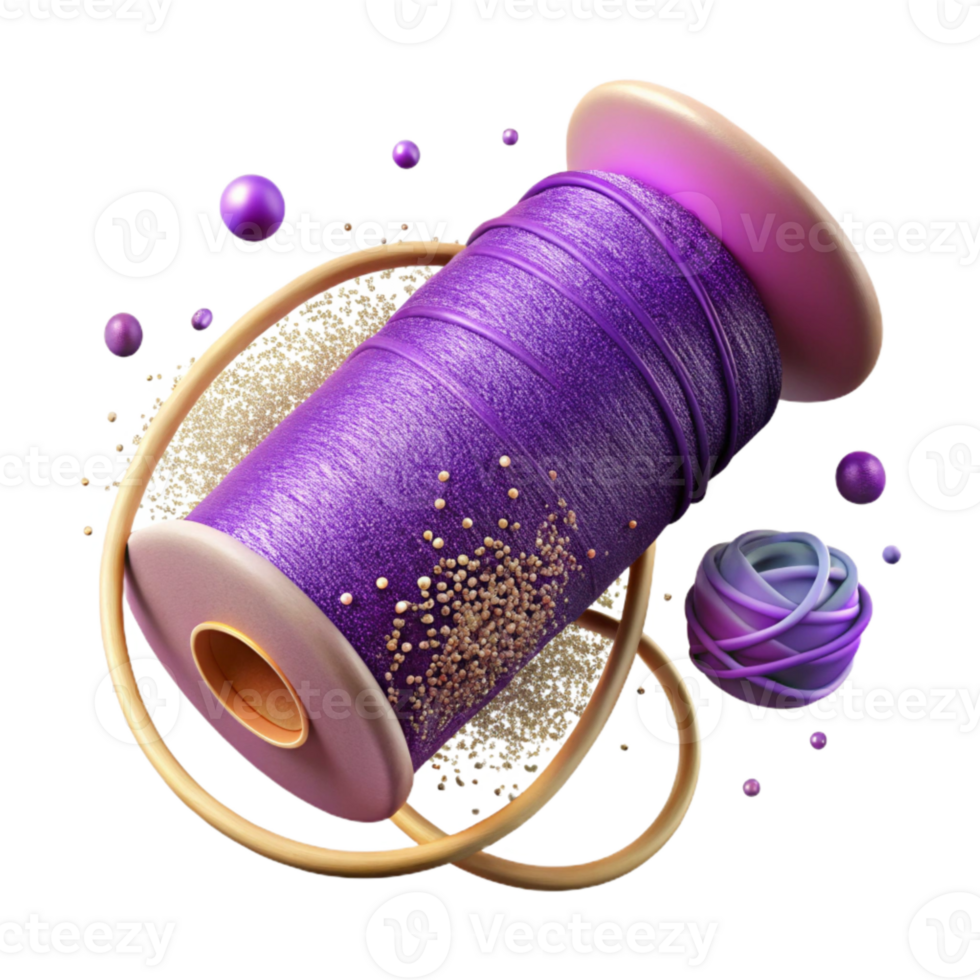 vibrant rustic Purple Thread with Glitter Effect Isolated premium png