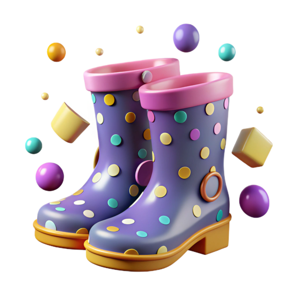 vibrant classic Rain Boots with Polka Dots Isolated Element authentic png