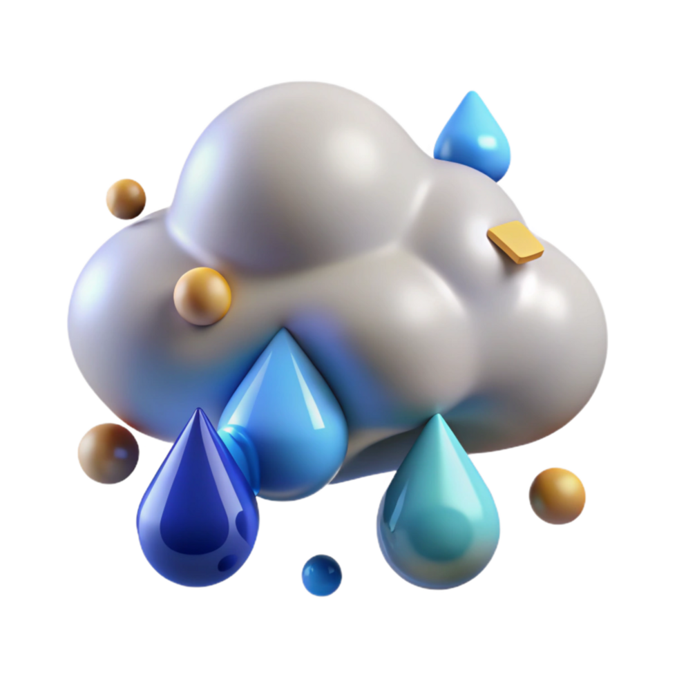 beautiful creative Rain Cloud Icon with Outline Cutout Isolated png