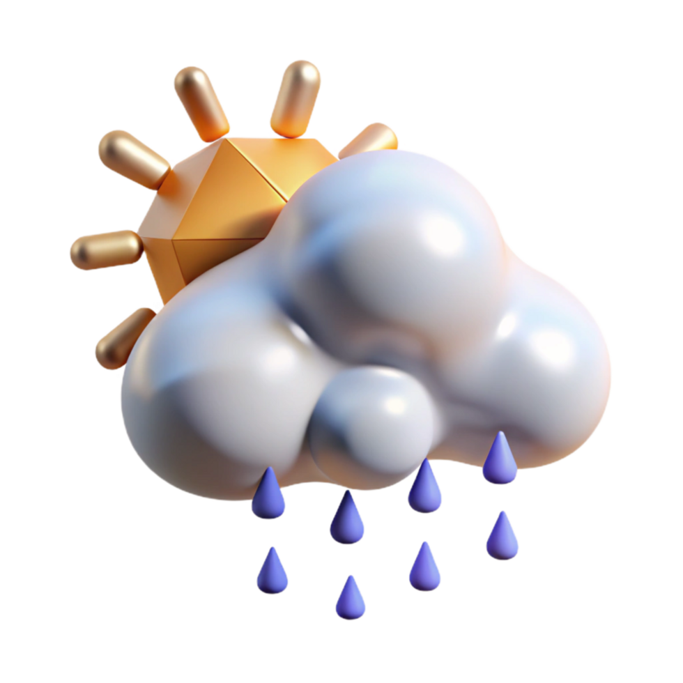 magnificent classic Rain Cloud with Sun Peeking Through Transparent Background png