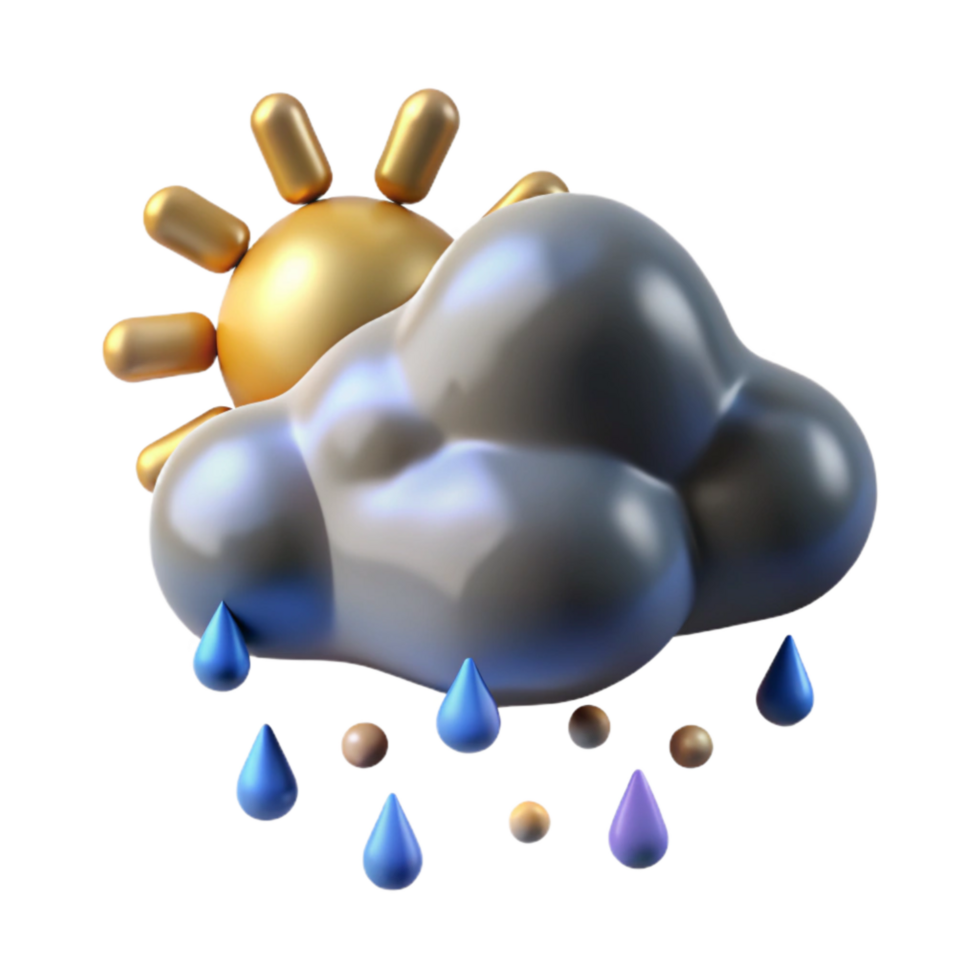 serene vintage Rain Cloud with Sun Peeking Through Transparent Background authentic png