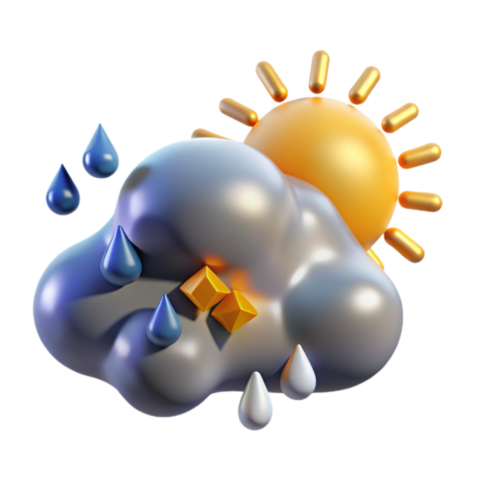 impressive artistic Rain Cloud with Sun Peeking Through Transparent Background high resolution png