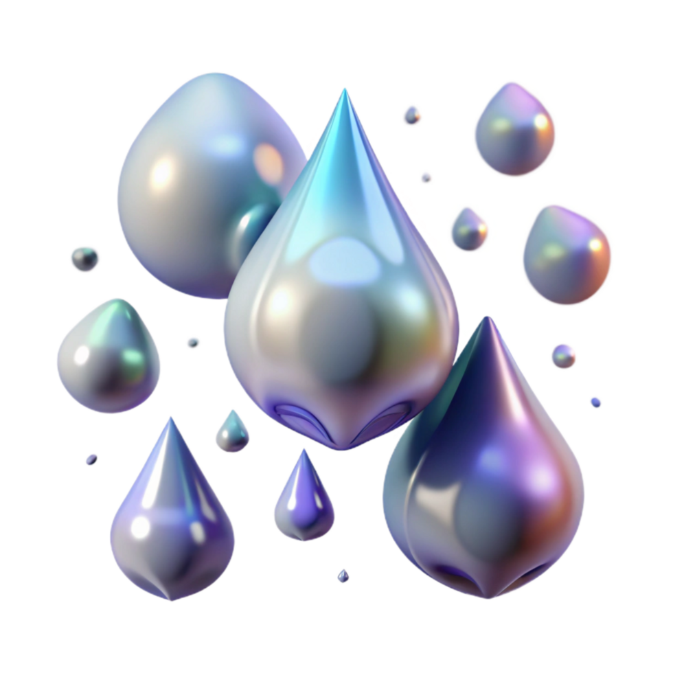 serene creative Rain Drops Falling Isolated on Transparent Background detailed png