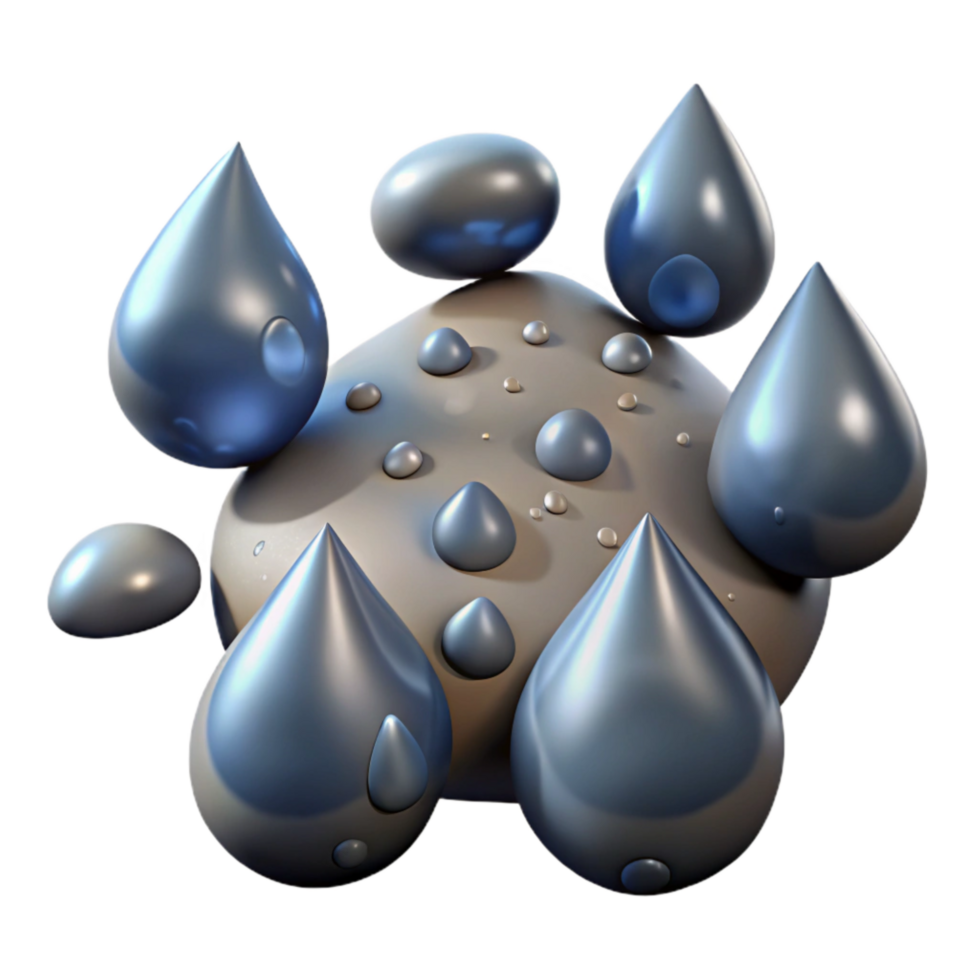 serene contemporary Rain Drops on Cobblestone Cutout Isolated Element png