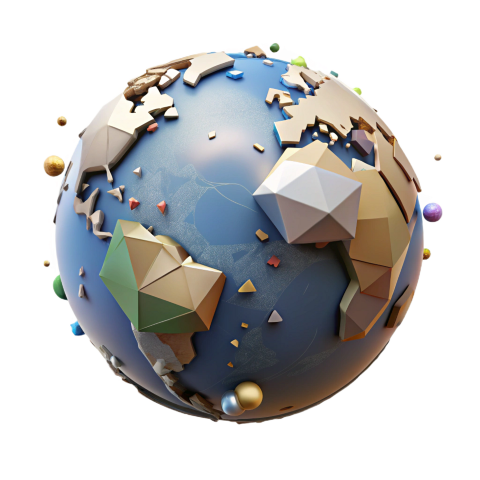 dramatic classic Realistic Earth Globe Isolated with Angled View detailed png