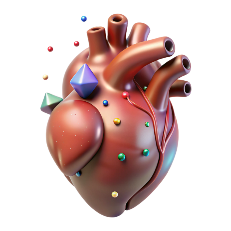 stunning traditional Realistic Human Heart Front View Isolated detailed png