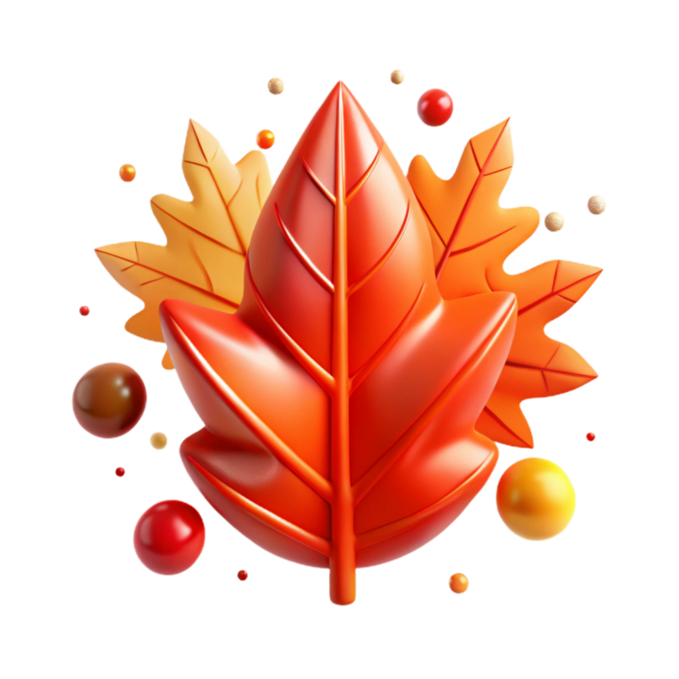 vibrant abstract Red and Orange Leaf Gradient Cutout premium png