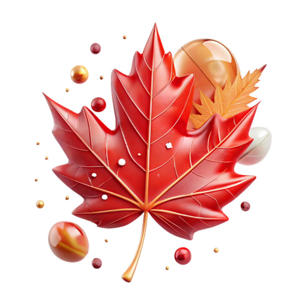 dramatic classic Red Autumn Leaf Cutout Transparent Background authentic png