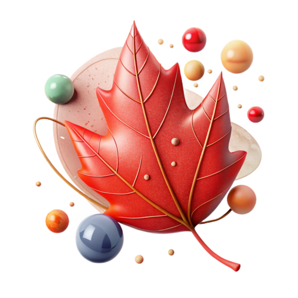 stunning vintage Red Autumn Leaf Isolated with Stem png