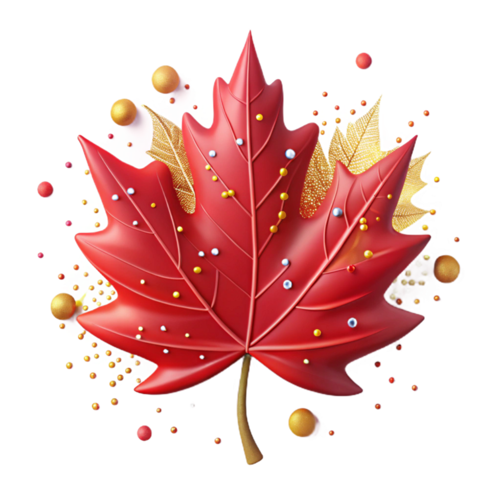 beautiful traditional Red Maple Leaf Isolated Autumn Design detailed png