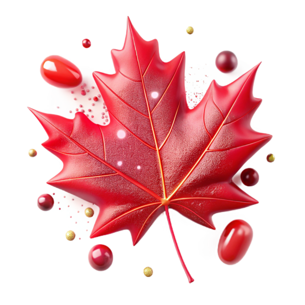 elegant modern Red Maple Leaf with Texture Transparent Background high resolution png