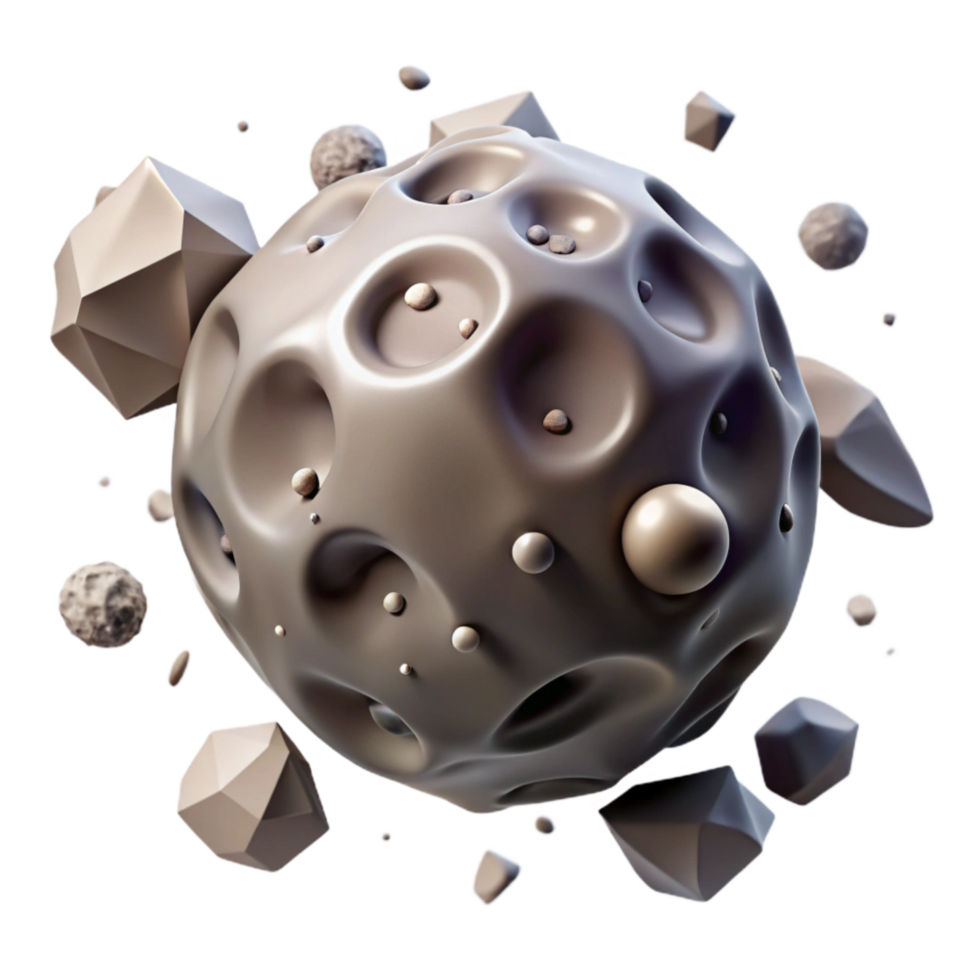 magnificent artistic Rotating Asteroid Cutout with Shadow high resolution png